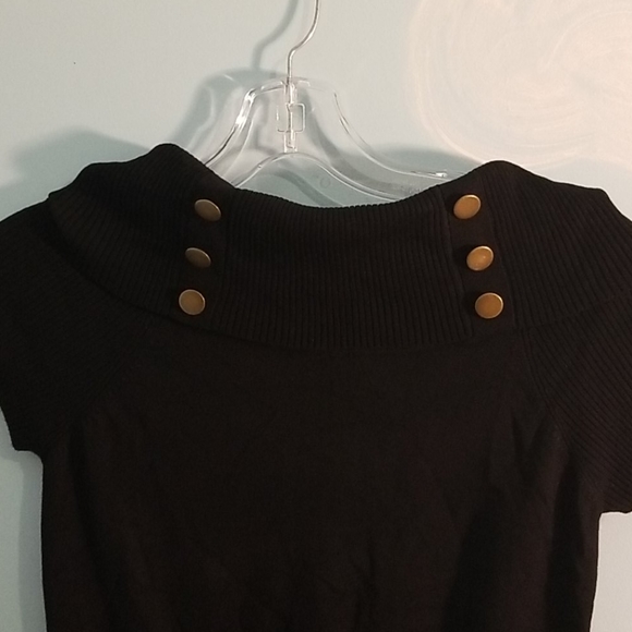 Suzy Shier black short sleeved ribbed turtleneck large NWT - Picture 3 of 4